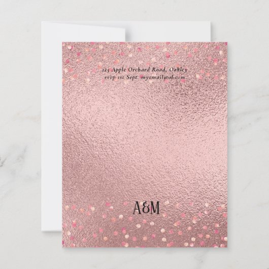 ローズゴールド金属グリッターフローラフォイルルック結婚ズ (裏面)