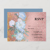 ローズゴールド金属グリッターフローラフォイルルック結婚ズ インビテーションポストカード (正面/裏面)