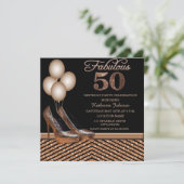 ローズゴールド50歳の誕生日パーティーの招待状 招待状 (スタンド正面)