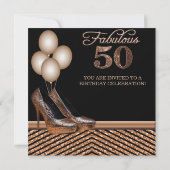 ローズゴールド50歳の誕生日パーティーの招待状 招待状 (裏面)