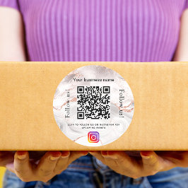 ローズゴールド アゲート マーブル ビジネス QRコード Instagram ラウンドシール