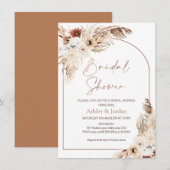 ローズゴールド アーチ テラコッタ ボヘミアンフラワーシャワー 招待状 (正面/裏面)