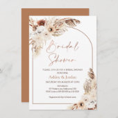 ローズゴールド アーチ テラコッタ ボヘミア フラワシャワー 招待状 (正面/裏面)