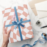 ローズゴールド ウェディングコレクション チェック チェック柄 ラッピングペーパー<br><div class="desc">モダン ボヘミアンのローズゴールド カラー テーマのブライダル ウェディング パーティー製品。常緑のレトロでトレンディな歪んだチェック柄のデザイン、美しくエレガントでおしゃれなローズゴールドと白の色の歪んだチェック柄の紙皿。</div>