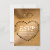 ローズゴールド ウェディング RSVP レース ハートフレーム (正面)