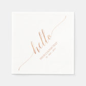 ローズゴールド | エレガントでスタイリッシュなレタリング ハロー パーティ スタンダードカクテルナプキン (正面)