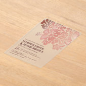 ローズゴールド - エレガントなハイビスカスビーチウェディング アクリル招待状 (レイダウン)