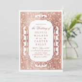 ローズゴールド エレガント オーナメント ロマンチック ヴィンテージ ウェディング 招待状 (スタンド正面)