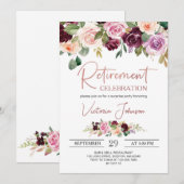 ローズゴールド エレガント スクリプト サプライズ 退職パーティー 招待状 (正面/裏面)