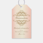 ローズゴールド エレガント ダマスク 15歳誕生日パーティー 記念品 ギフトタグ (裏面)