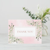 ローズゴールド エレガント 水彩グリーン サンクス サンキューカード (スタンド正面)