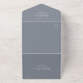 ローズゴールド エレガント 水彩 フラワー ローズ フォリアージ オールインワン招待状 (外側)