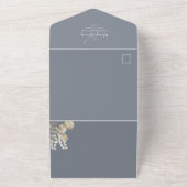 ローズゴールド エレガント 水彩 フローラル ローズ 葉 A オールインワン招待状 (外側)