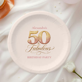 ローズゴールド エレガント 50歳の誕生日 ペーパープレート
