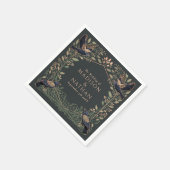 ローズゴールド エンチャンテッド ゴシック ラヴェン フローラル ウェディング スタンダードカクテルナプキン (角)