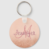 ローズゴールド オンブレ モノグラム 個人用ギフト キーホルダー (正面)