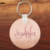 ローズゴールド オンブレ モノグラム 個人用ギフト キーホルダー (正面)