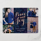 ローズゴールド オーロラ 冬のホリデー フォト カード (正面)