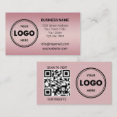ローズゴールド カスタムロゴとQRコードの名刺 名刺 (正面/裏面)