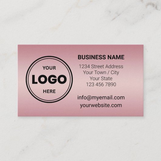 ローズゴールド カスタムロゴとQRコードの名刺 名刺 (正面)