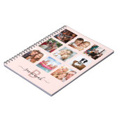 ローズゴールド カスタム フォト コラージュ モノグラム ピンク ノートブック (左側)