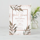 ローズゴールド カッパー ボタニカル グラム ブライズシャワー 招待状 (スタンド正面)