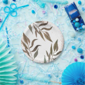 ローズゴールド カッパー ボタニカル グラム モダン ウェディング ペーパープレート (パーティー)