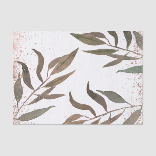 ローズゴールド カッパー ボタニカル グラム モダン ウェディング 薄葉紙 (正面)