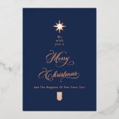 ローズゴールド カリグラフィー ツリー クリスマスカード 箔シーズンカード (正面)