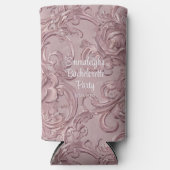 ローズゴールド カービング ウッド バチェロレッテ パーティー フェイバー スリム缶クーラー (正面)