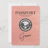 ローズゴールド ギリシャ パスポート 結婚式招待状 招待状 (裏面)