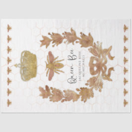 ローズゴールド クイーンビー クラウンベイビー ネーム デコパージュ アート 薄葉紙