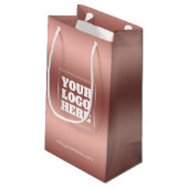 ローズゴールド グラデーション オーダーメイド 会社ロゴ ビジネス スモールペーパーバッグ (裏面アングル)