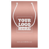 ローズゴールド グラデーション カスタム 会社ロゴ ビジネス スモールペーパーバッグ (裏面)