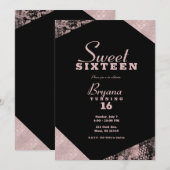 ローズゴールド グラマラス ジオメトリック モダン スイート16 パーティー 招待状 (正面/裏面)