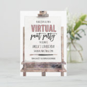 ローズゴールド グラム イーゼル バーチャル ペイント パーティー 誕生日 招待状 (スタンド正面)