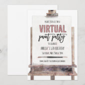 ローズゴールド グラム イーゼル バーチャル ペイント パーティー 誕生日 招待状 (正面/裏面)