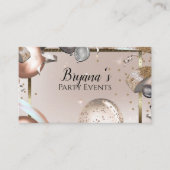 ローズゴールド & グリッター風船 パーティー イベントプランナー 名刺 (正面)