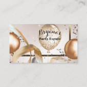 ローズゴールド & グリッター風船 パーティー イベントプランナー 名刺 (正面)