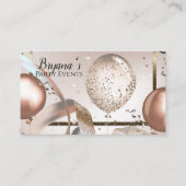 ローズゴールド & グリッター風船 パーティー ソーシャルメディア 名刺 (正面)