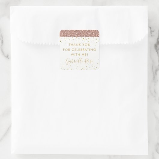 ローズゴールド グリッター ありがとう ラベル ステッカー (バッグ)