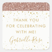 ローズゴールド グリッター ありがとう ラベル ステッカー (正面)