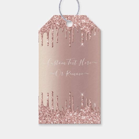 ローズゴールド グリッター きらきら カスタム テキスト ギフトタグ (正面)