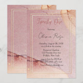 ローズゴールド グリッター アルコール インク 21歳の誕生日パーティー 招待状 (正面/裏面)