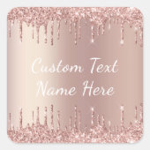 ローズゴールド グリッター オーダーメイド テキスト 名前 ステッカー ギフト (正面)
