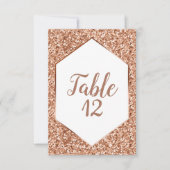 ローズゴールド グリッター コンフェッティ グラム レセプション シーティング 招待状 (正面)