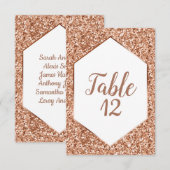 ローズゴールド グリッター コンフェッティ グラム レセプション シーティング 招待状 (正面/裏面)