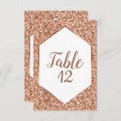 ローズゴールド グリッター コンフェッティ グラム 受付 席 招待状 (正面/裏面)