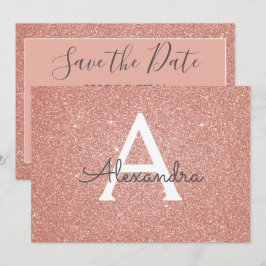 ローズゴールド グリッター スイート16 セーブ・ザ・デート 招待状