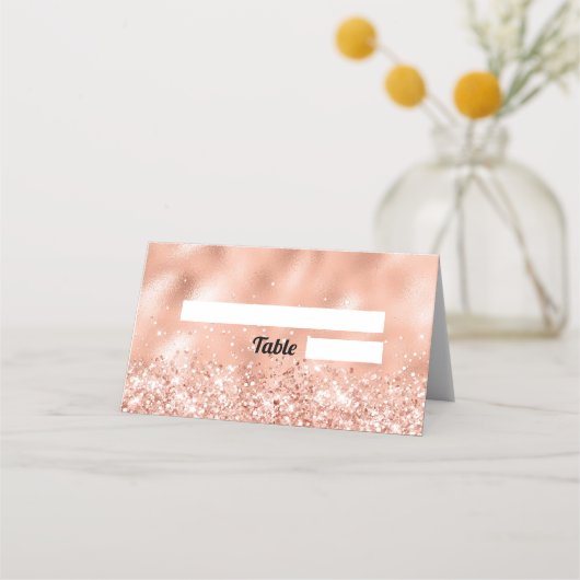 ローズゴールド グリッター スウィート16 席札 プレイスカード (正面)